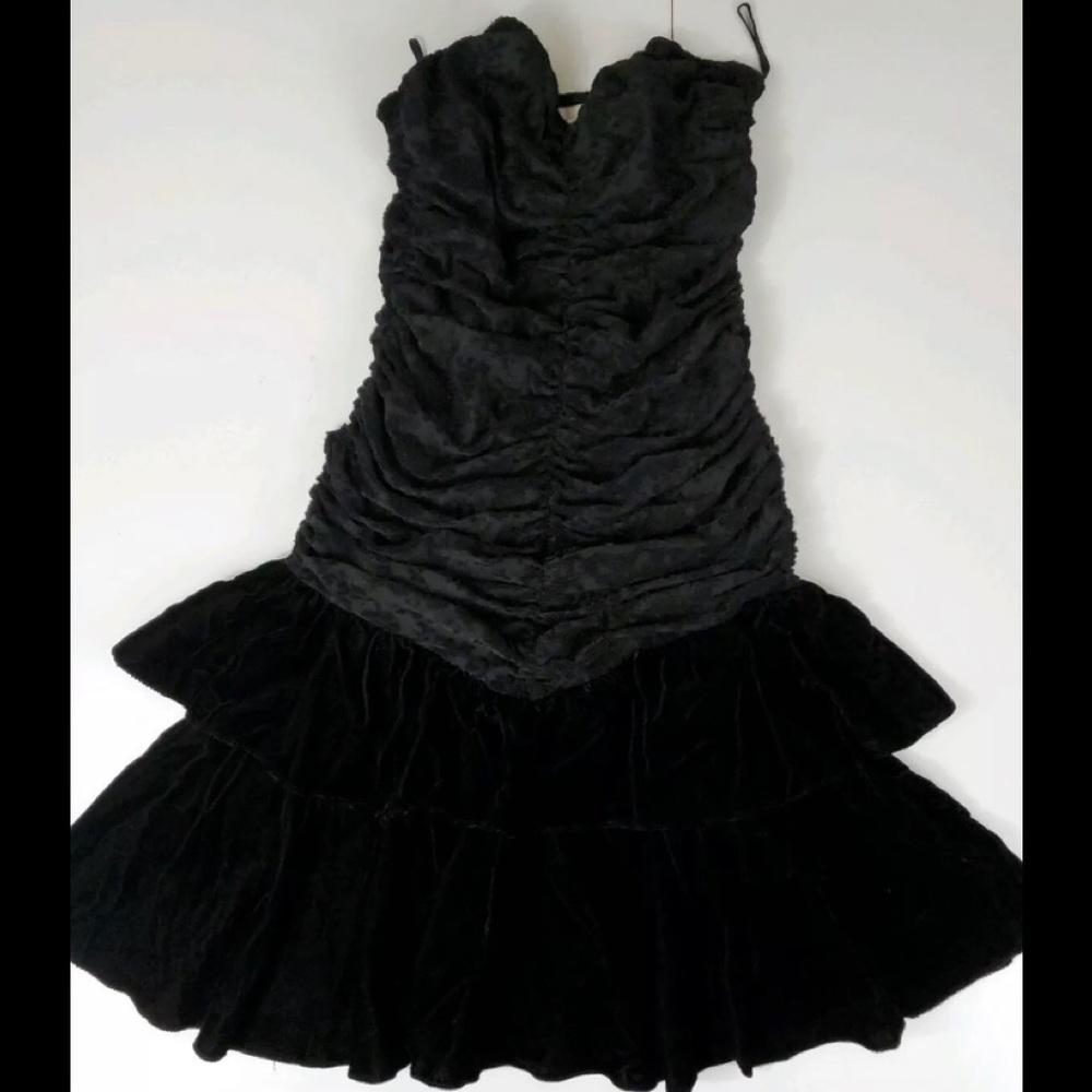 Vintage Gunne Sax black velvet cocktail dress goth rave